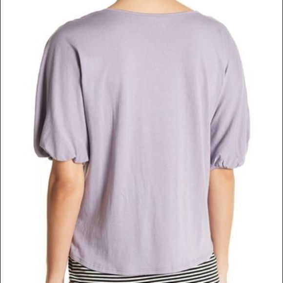 14th & Union Pleated Sleeve V-Neck Purple T-shirt size small - Picture 2 of 6